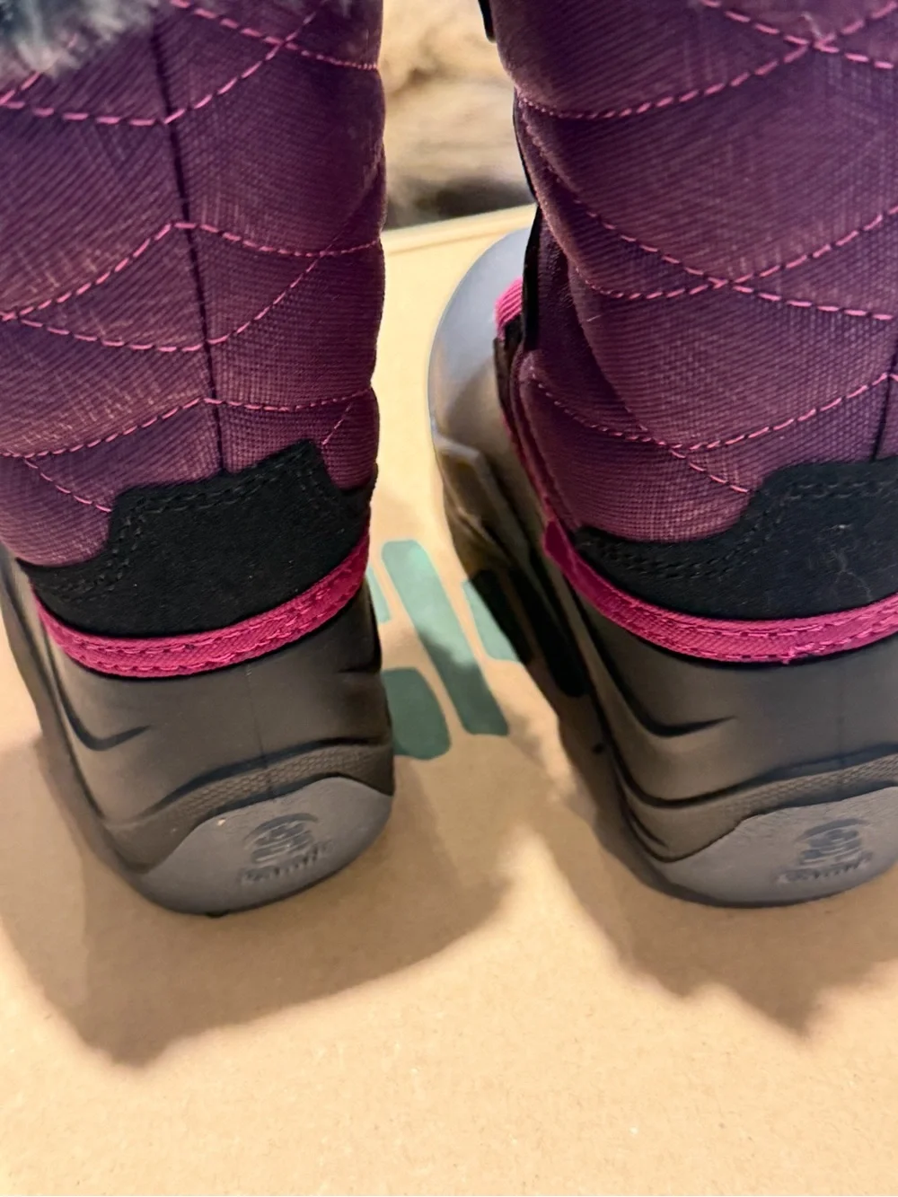 Kamik Children's Winter Snow Boots with Faux Fur Trim - Black & Plum